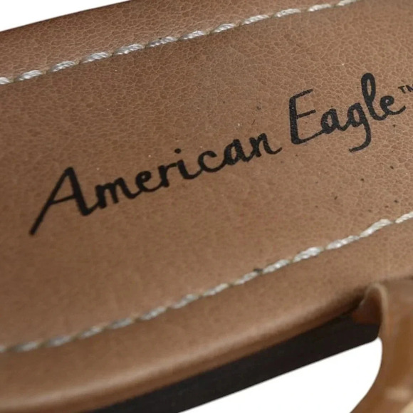 American Eagle Paprika Woven Flat Sling Thong Sandals Tan Size 7 - Picture 6 of 8